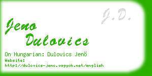 jeno dulovics business card